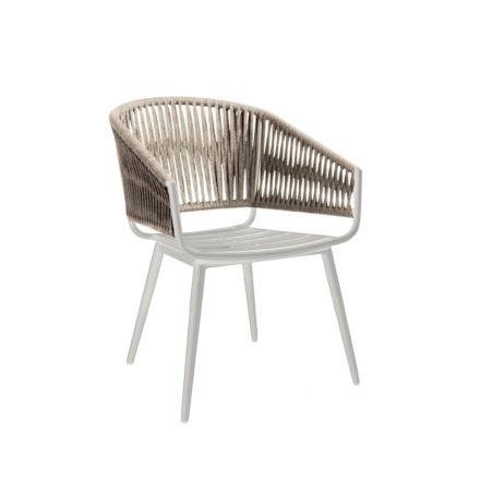 Jati&Kebon Dining-Sessel "Palm", Gestell Aluminium weiß, Rope straight weaving light grey melange