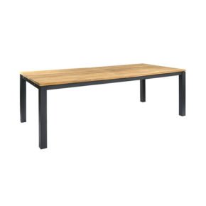 Jati&Kebon "Salerno" Ausziehtisch, Gestell Aluminium eisengrau, Tischplatte Teakholz