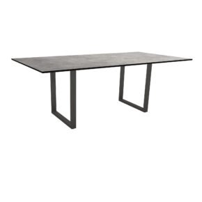 Stern Kufentisch, Maße: 200x100x73 cm, Gestell Aluminium anthrazit, Tischplatte HPL Metallic grau
