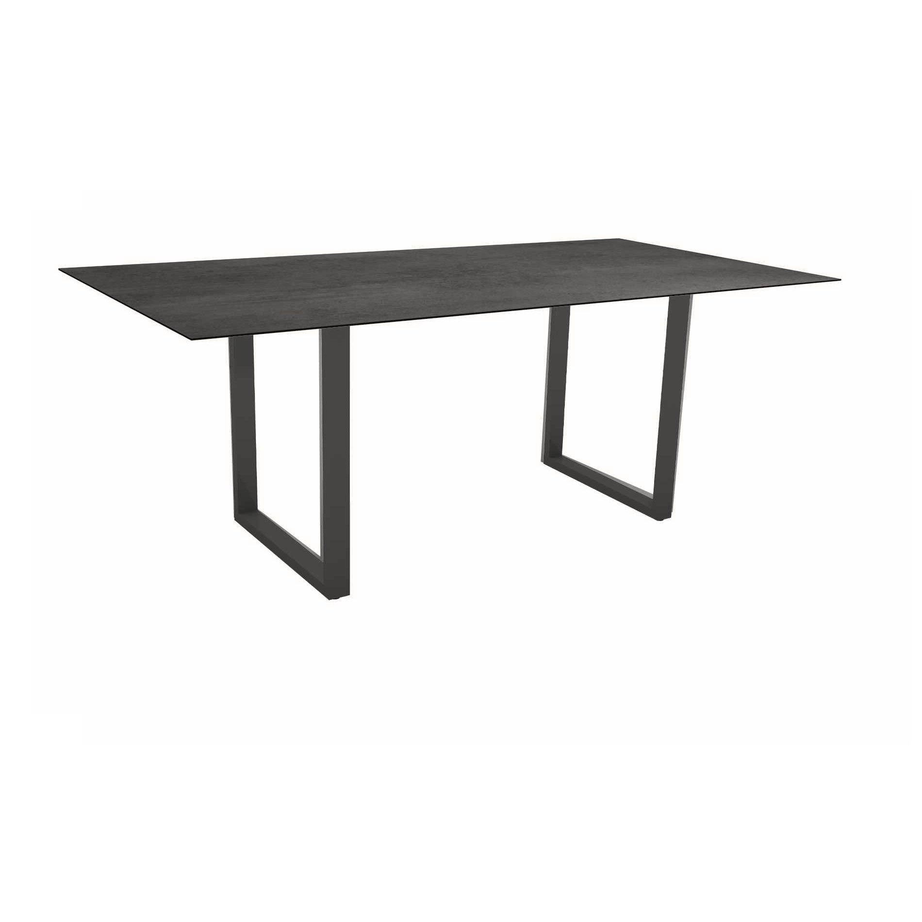 Stern Kufentisch, Maße: 200x100x73 cm, Gestell Aluminium anthrazit, Tischplatte HPL Nitro