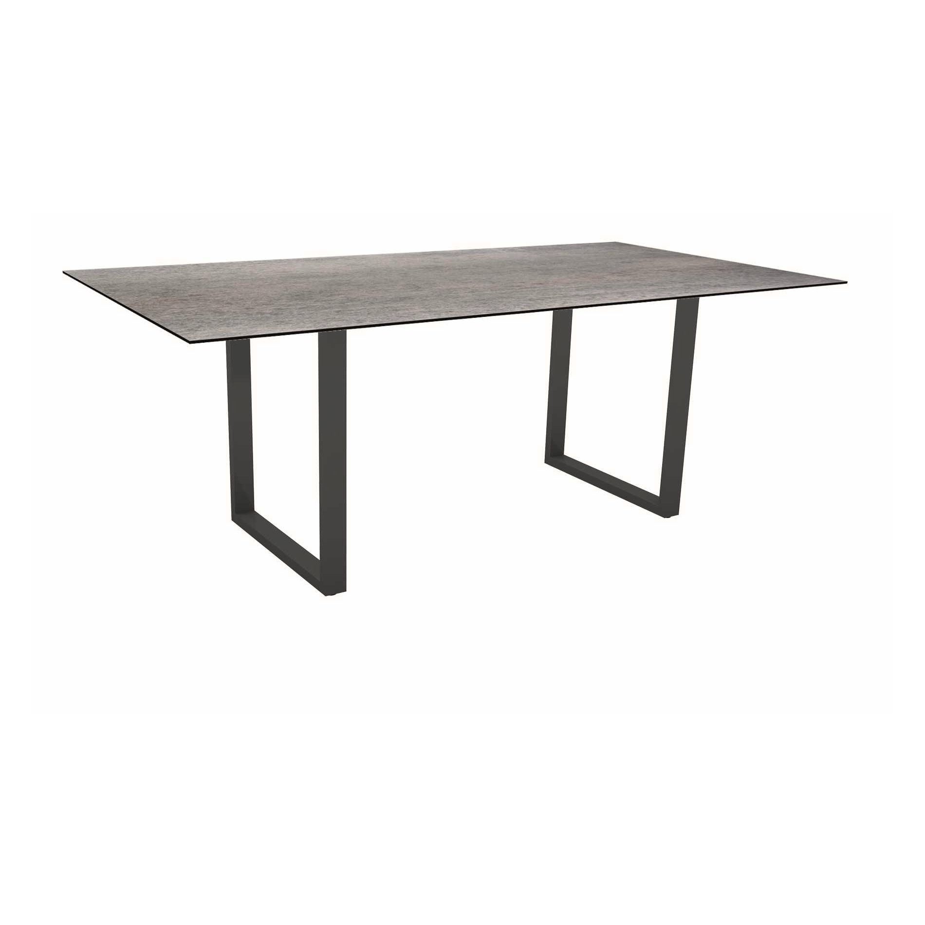 Stern Kufentisch, Maße: 200x100x73 cm, Gestell Aluminium anthrazit, Tischplatte HPL Smoky