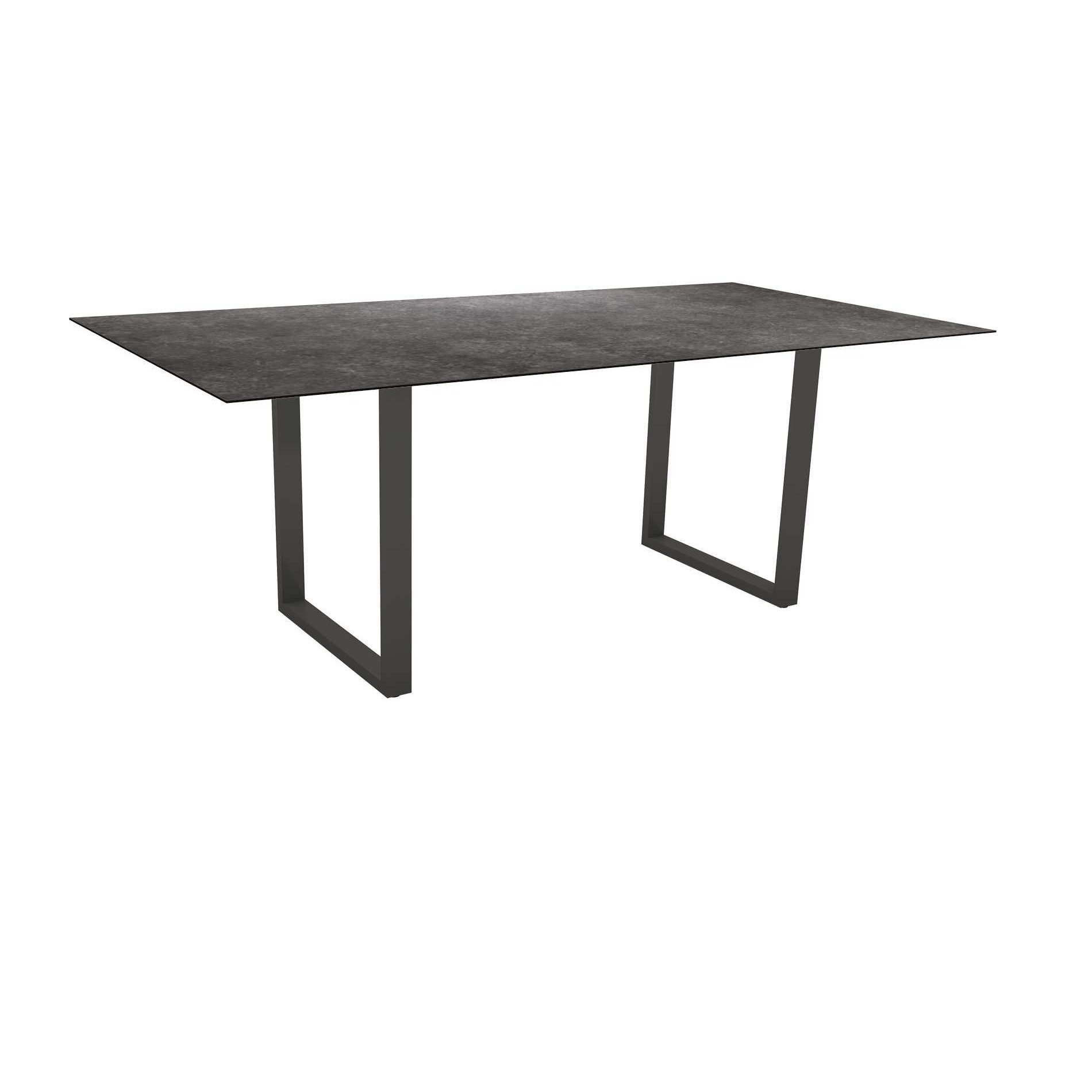 Stern Kufentisch, Maße: 200x100x73 cm, Gestell Aluminium anthrazit, Tischplatte HPL Vintage grau
