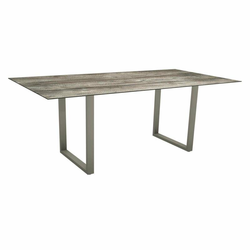 Stern Kufentisch, Maße: 200x100x73 cm, Gestell Aluminium graphit, Tischplatte HPL Tundra grau
