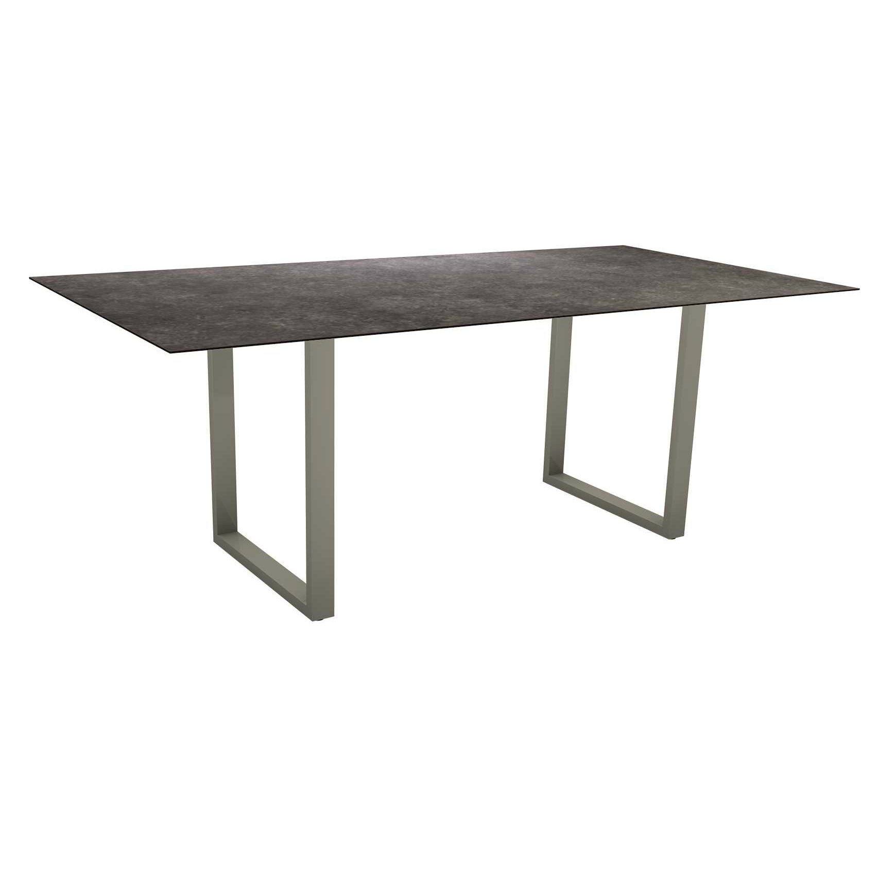 Stern Kufentisch, Maße: 200x100x73 cm, Gestell Aluminium graphit, Tischplatte HPL Vintage grau
