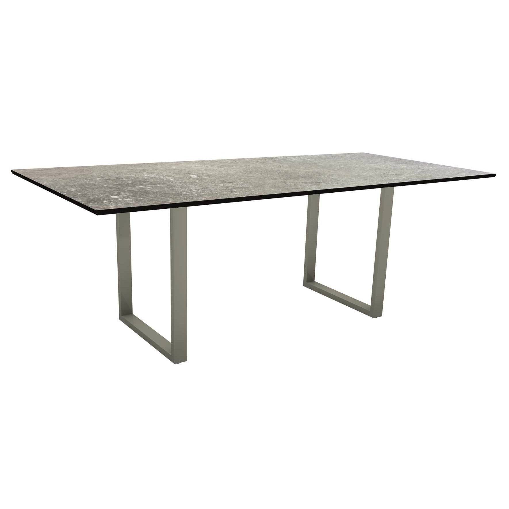 Stern Kufentisch, Maße: 200x100x73 cm, Gestell Aluminium graphit, Tischplatte HPL Vintage stone