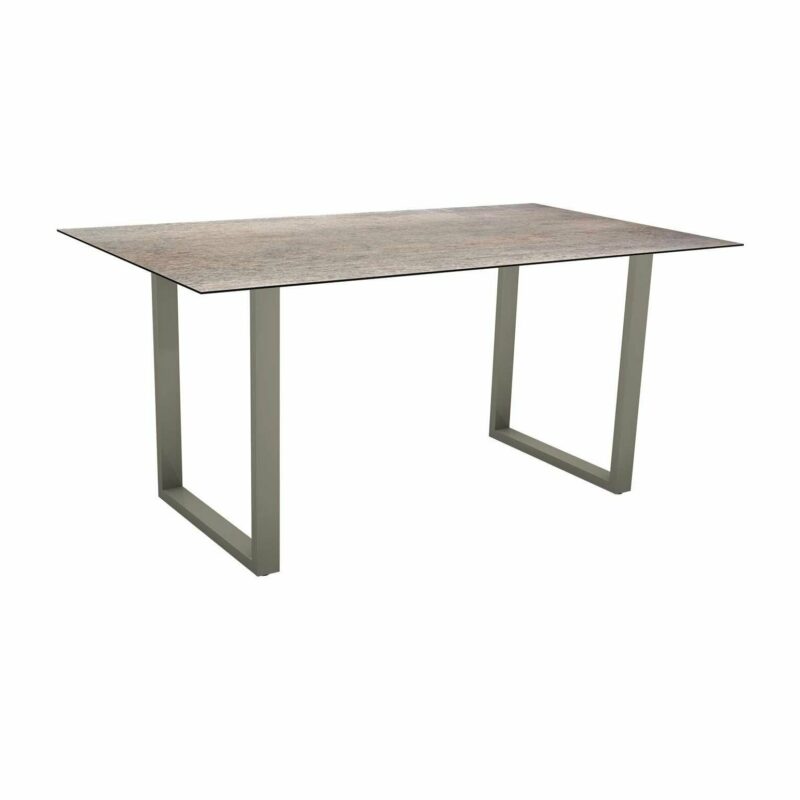 Stern Kufentisch, Gestell Aluminium graphit, Tischplatte HPL Smoky, Tischgröße: 160x90 cm