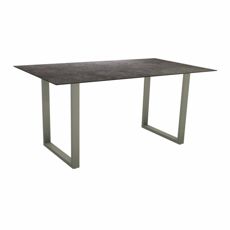 Stern Kufentisch, Gestell Aluminium graphit, Tischplatte HPL Vintage grau, Tischgröße: 160x90 cm