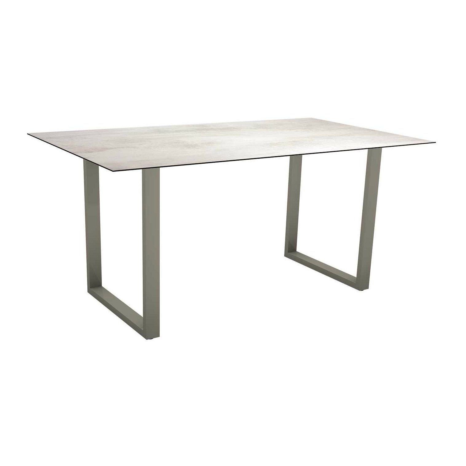 Stern Kufentisch, Gestell Aluminium graphit, Tischplatte HPL Zement hell, Tischgröße: 160x90 cm