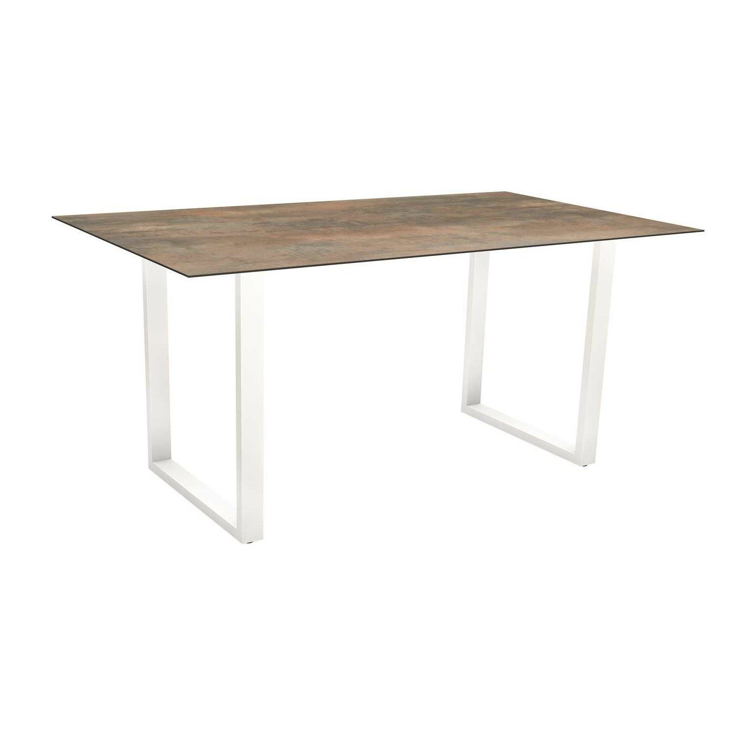 Stern Kufentisch, Gestell Aluminium weiß, Tischplatte HPL Ferro, Tischgröße: 160x90 cm