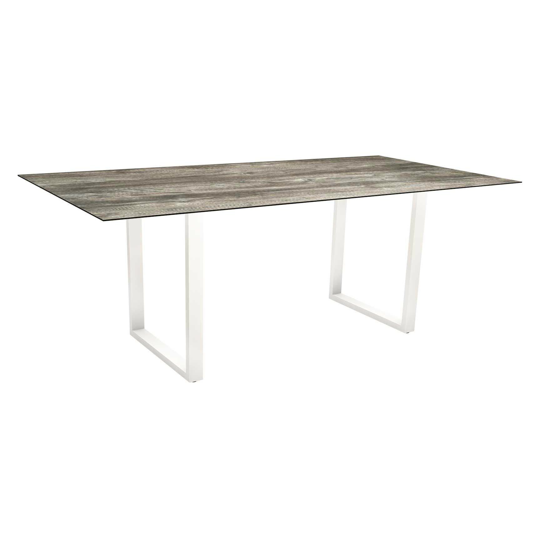 Stern Kufentisch, Maße: 200x100x73 cm, Gestell Aluminium weiß, Tischplatte HPL Tundra grau