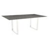 Stern Kufentisch, Maße: 200x100x73 cm, Gestell Aluminium weiß, Tischplatte HPL Zement