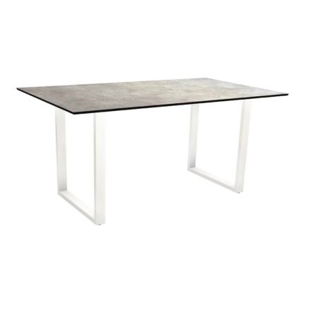 Stern Kufentisch, Gestell Aluminium weiß, Tischplatte HPL Metallic grau, Tischgröße: 160x90 cm