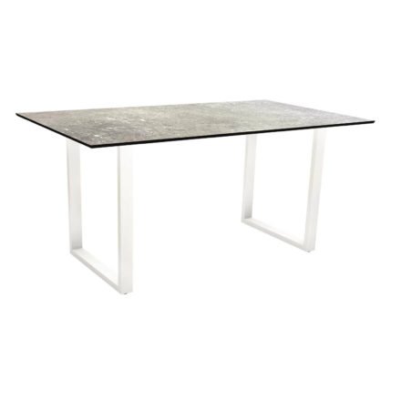 Stern Kufentisch, Gestell Aluminium weiß, Tischplatte HPL Vintage stone, Tischgröße: 160x90 cm