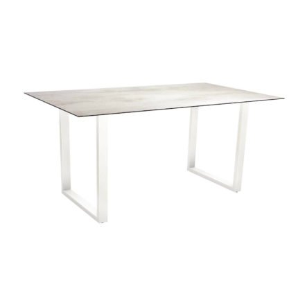 Stern Kufentisch, Gestell Aluminium weiß, Tischplatte HPL Zement hell, Tischgröße: 160x90 cm
