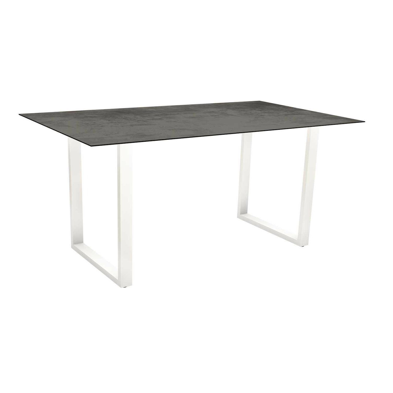 Stern Kufentisch, Gestell Aluminium weiß, Tischplatte HPL Zement, Tischgröße: 160x90 cm