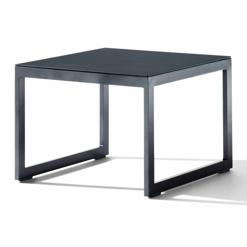 Sieger Loungetisch, Gestell Aluminium eisengrau, Tischplatte Glas eisengrau lackiert