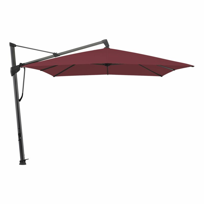 Glatz "Sombrano®S+", Sonnenschirm, Gestell Aluminium anthrazit, eckig, Dessin 436 - Wine (© by GLATZ AG, Schweiz)