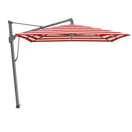 Glatz "Sombrano®S+", Sonnenschirm, Gestell Aluminium anthrazit, eckig, Dessin 800 - Red Stripe (© by GLATZ AG, Schweiz)