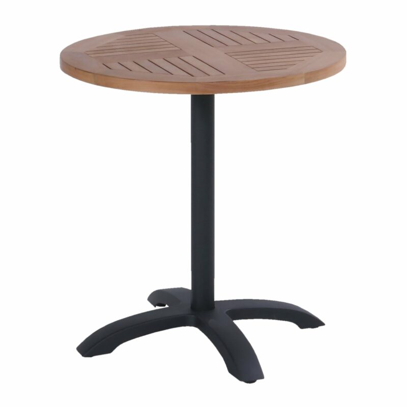 Hartman Bistro Table, Gestell Aluminium carbon black, Tischplatte Teakholz rund