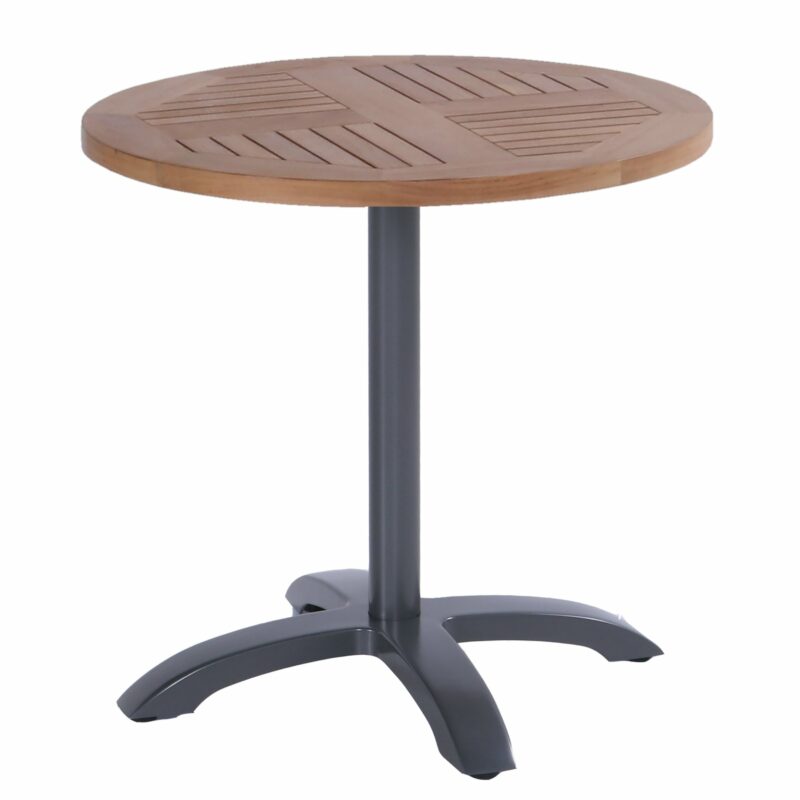 Hartman Bistro Table, Gestell Aluminium xerix, Tischplatte Teakholz rund
