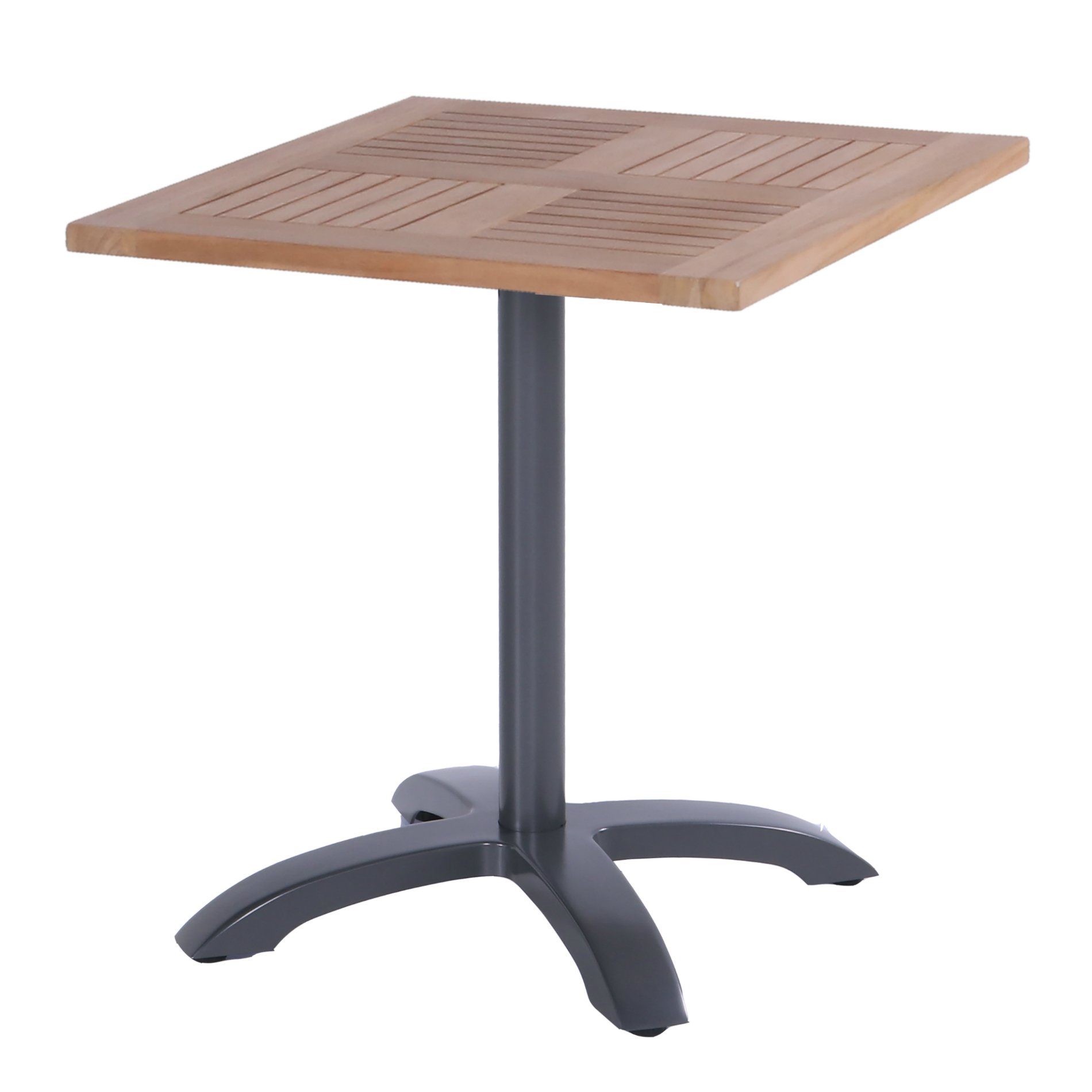 Hartman Bistro Table, Gestell Aluminium xerix, Tischplatte Teakholz quadratisch