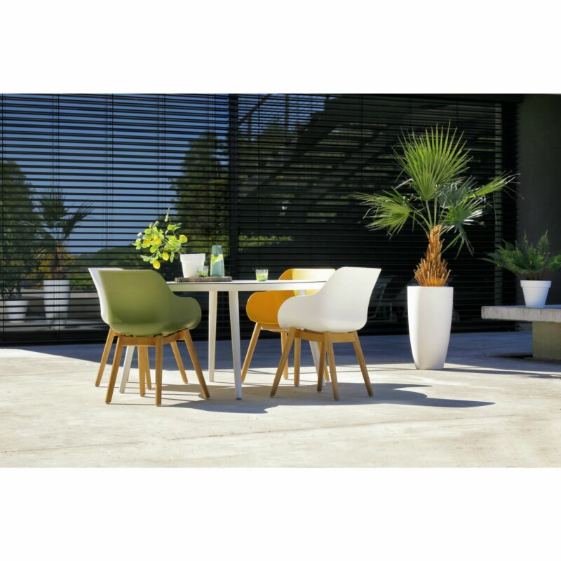 Hartman Sophie Studio Table, rund, Gestell Aluminium royal white, Tischplatte HPL white