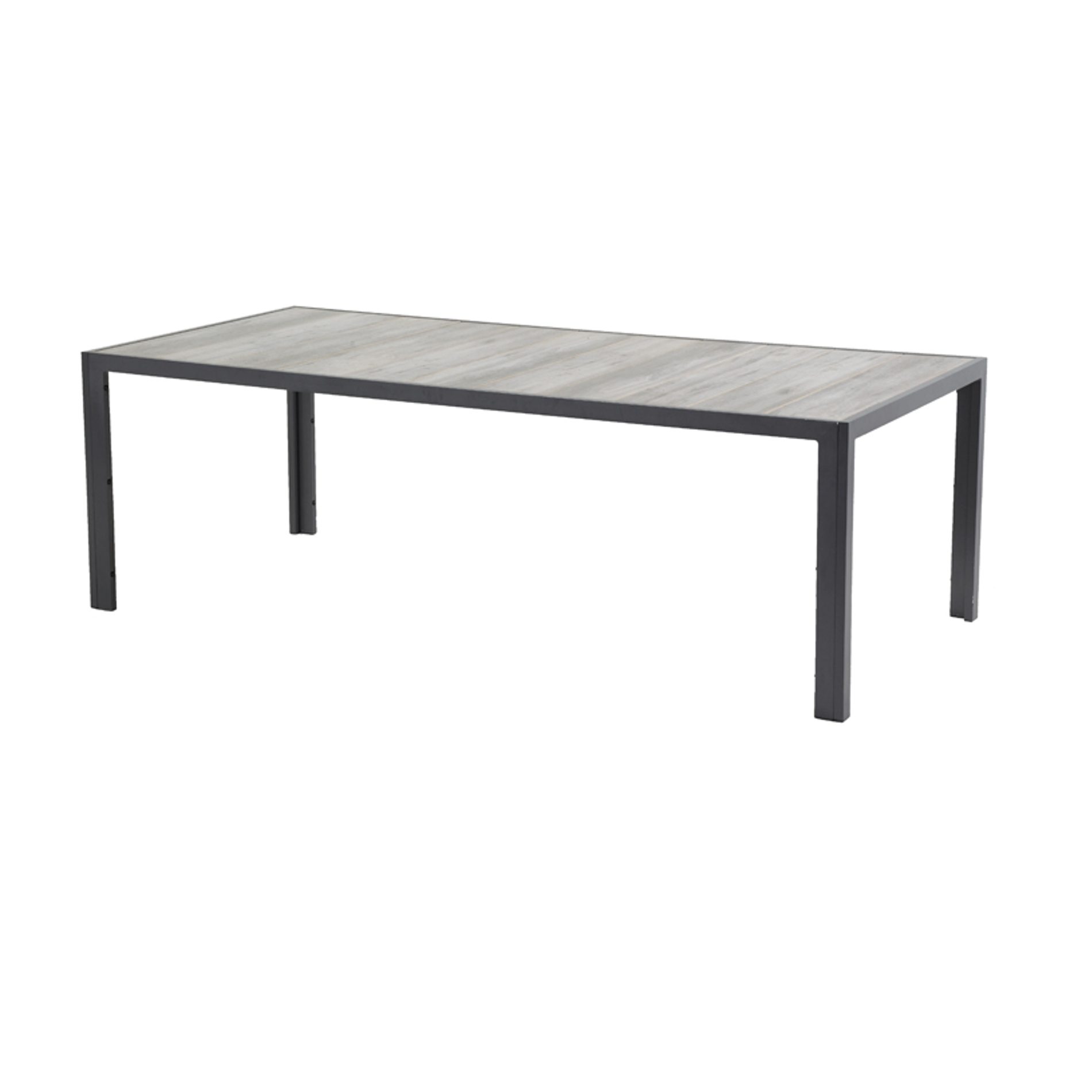 Hartman "Tanger" Gartentisch 228 x 105 cm, Gestell Aluminium xerix, Tischplatte aus Keramikfliesen in grauer Holzoptik