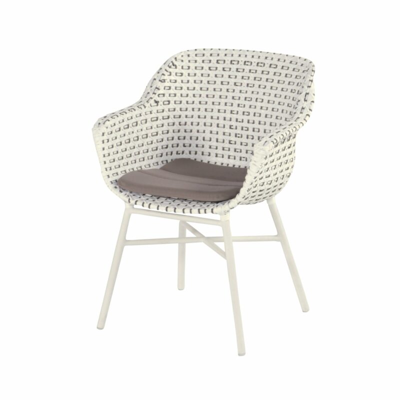 Hartman "Delphine" Gartenstuhl, Aluminium Royal White, Geflecht Moccacino