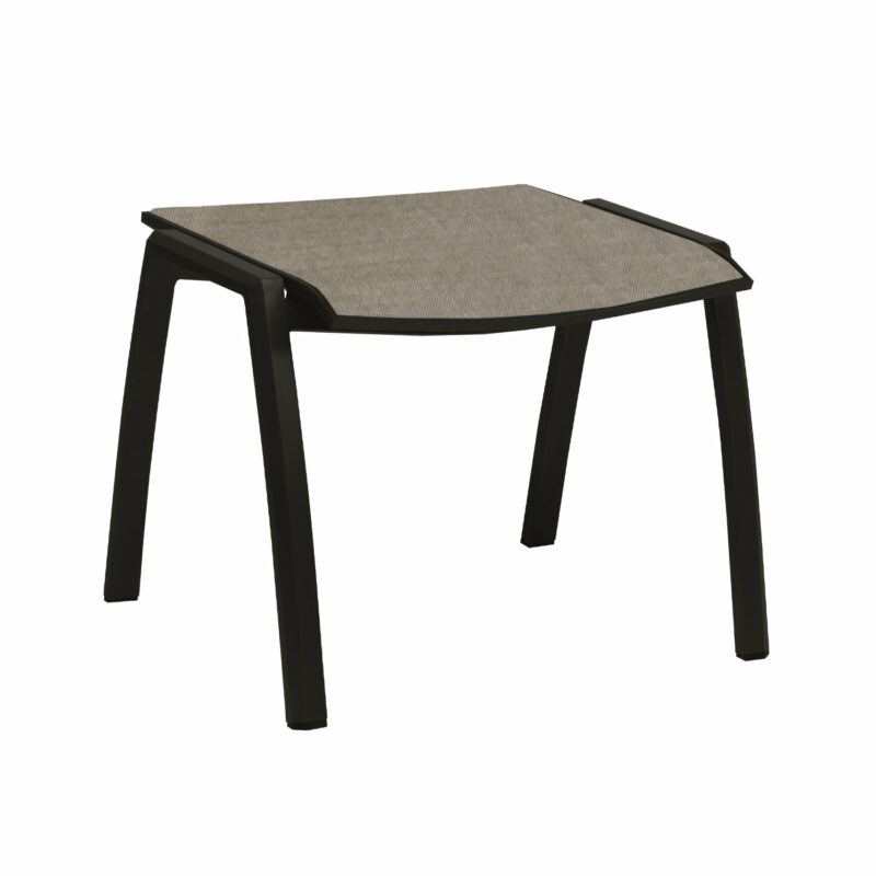 Stern "Kari" Gartenhocker, Gestell Aluminium schwarz, Sitzfläche Textilbespannung Leinen grau