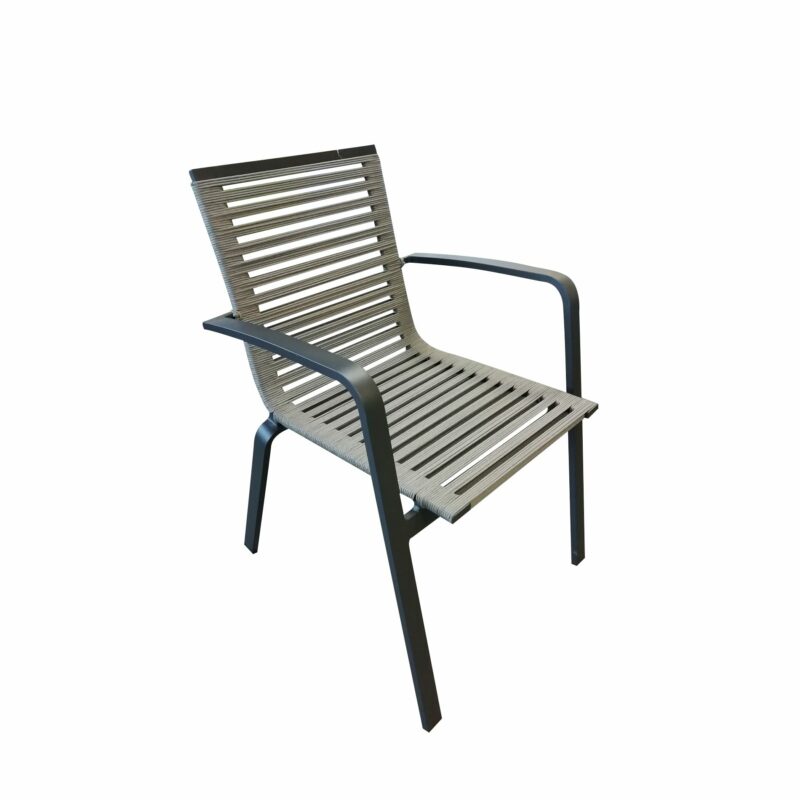 Home Islands "Malaki" Stapelsessel, Gestell Alu charcoal, Rope grey