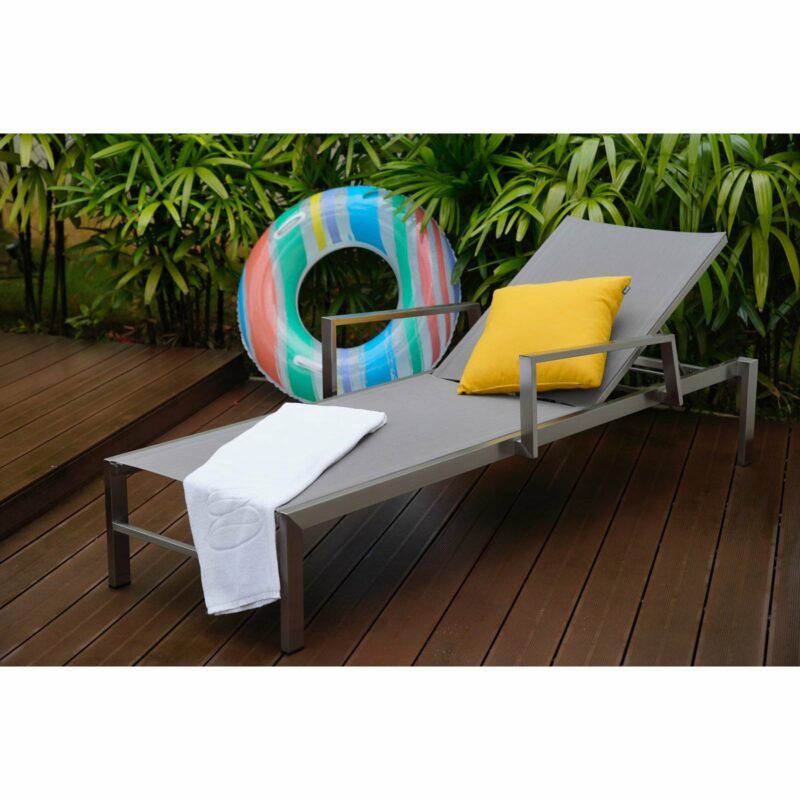 Home Islands "Daiki" Sonnenliege, Gestell Edelstahl, Textilgewebe silver black