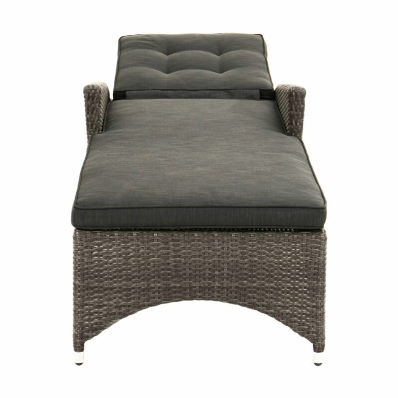 Ploß "Rocking Comfort" Sonnenliege mit Rollen, Polyrattangeflecht doppel-halbrund grau-braun-meliert inkl. Liege- und Rückenpolster anthrazit (Copyright Ploß & Co.)