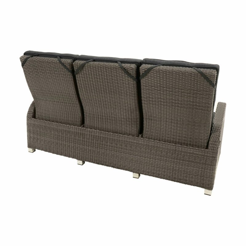 Ploß "Rocking Comfort" Speise-/Loungesofa 3-Sitzer, Polyrattangeflecht doppel-halbrund grau-braun-meliert inkl. Sitz- und Rückenpolster anthrazit (Copyright Ploß & Co.)