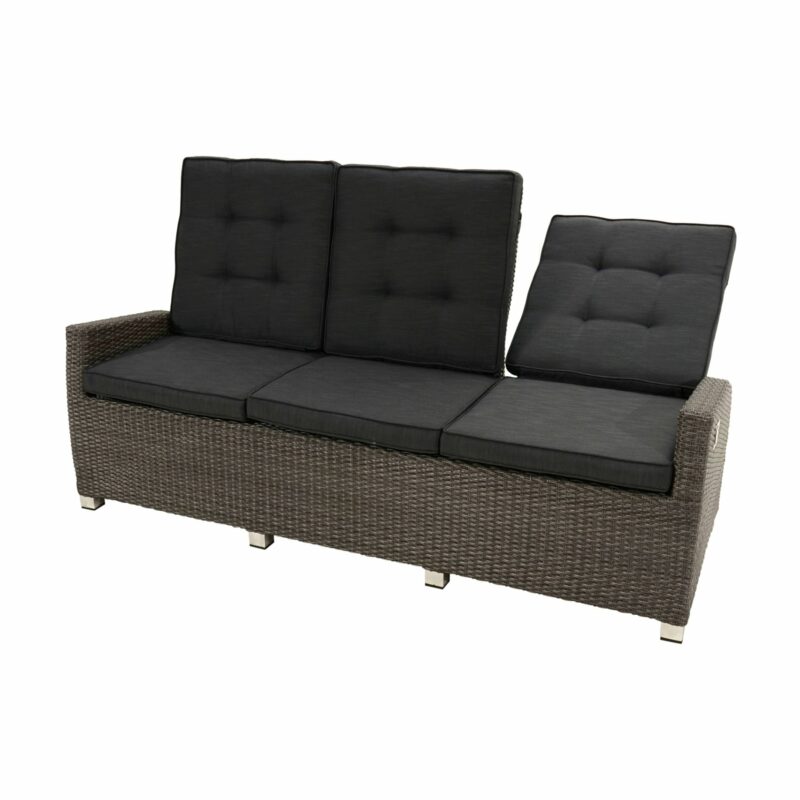 Ploß "Rocking Comfort" Speise-/Loungesofa 3-Sitzer, Polyrattangeflecht doppel-halbrund grau-braun-meliert inkl. Sitz- und Rückenpolster anthrazit (Copyright Ploß & Co.)