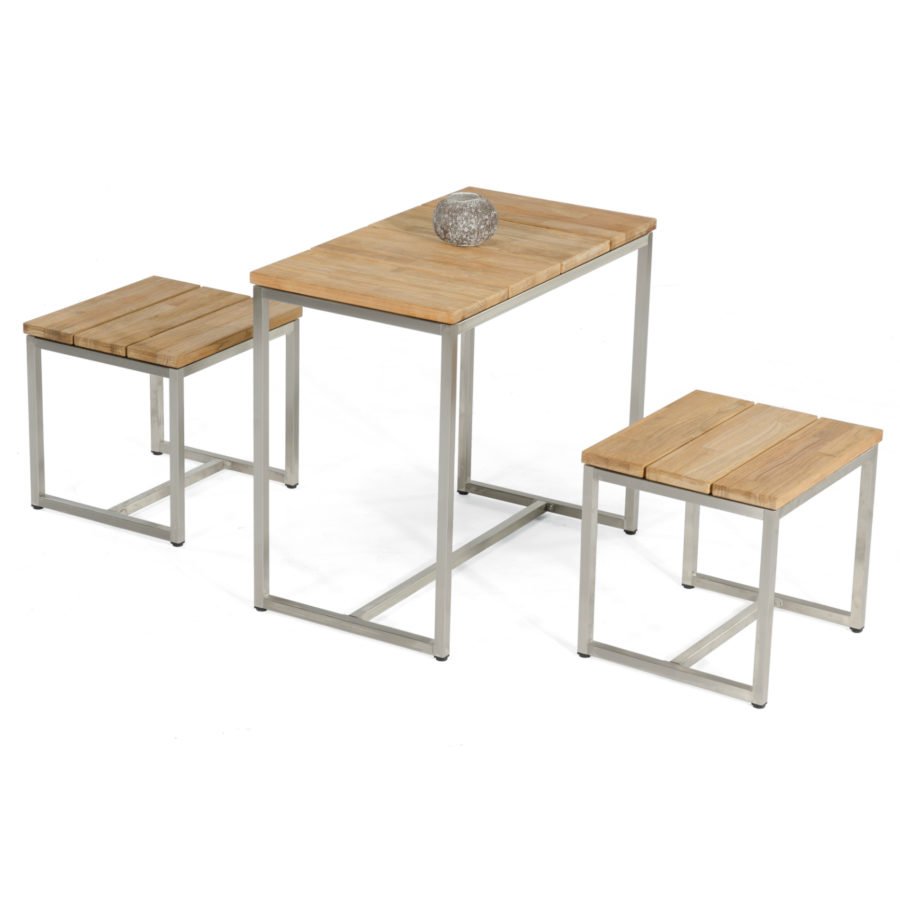 Skyline Tisch 90 x 90 cm, EdelstahlTeak Skyline Tisch 90 x 90 cm, EdelstahlTeak