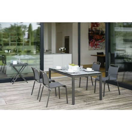 Stern Gartentisch, Gestell Aluminium anthrazit, Tischplatte HPL nordic green, Größe 160x90 cm