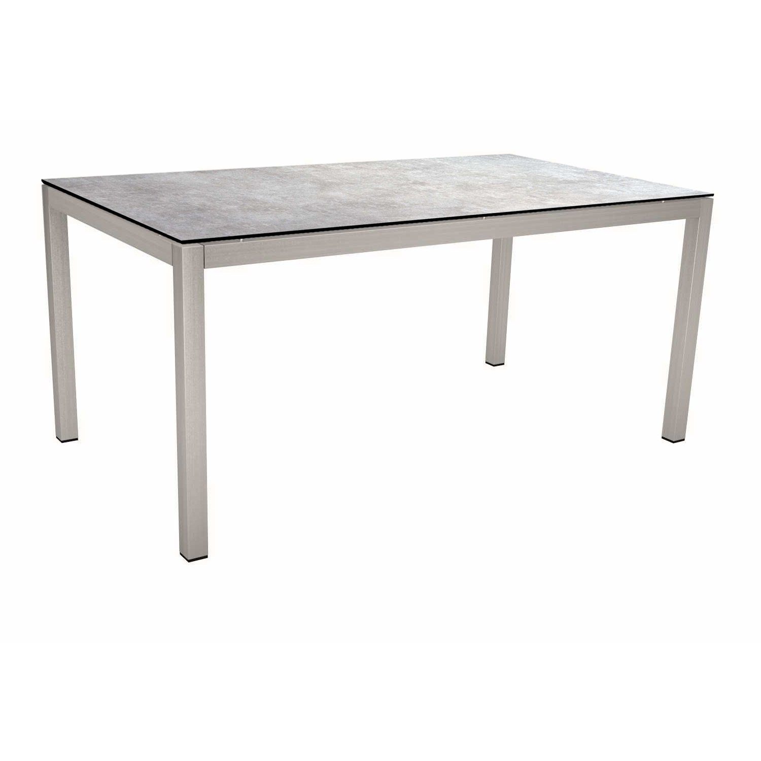 Stern Tischsystem, Gestell Edelstahl Vierkantrohr, Tischplatte HPL Metallic grau, 130x80 cm