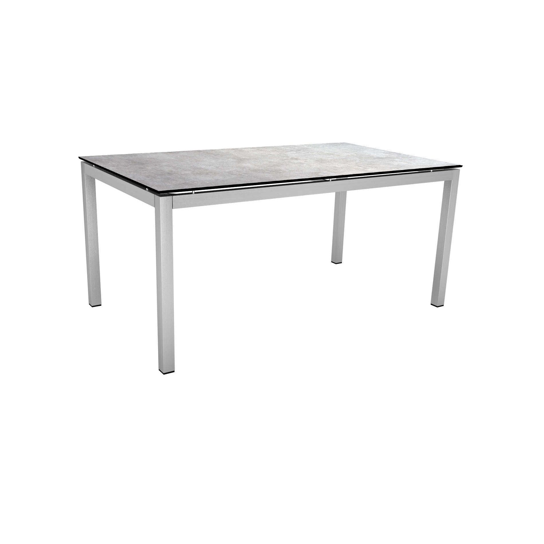 Stern Tischsystem, Gestell Edelstahl Vierkantrohr, Tischplatte HPL Metallic grau, 160x90 cm