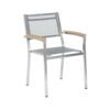 4 Seasons Outdoor "Promo Nexxt" Stapelstuhl, Gestell Edelstahl, Bezug Textilene mid grey, Armlehnen Teak