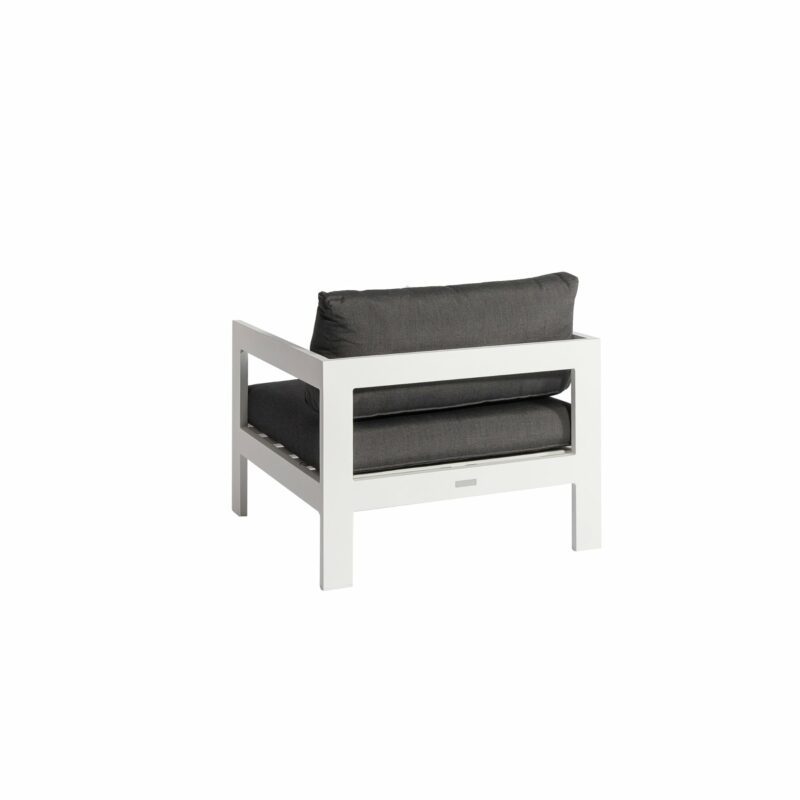 Jati&Kebon "Vigo" Loungesessel, Gestell Aluminium weiß mit Sitz- und Rückenkissen charcoal
