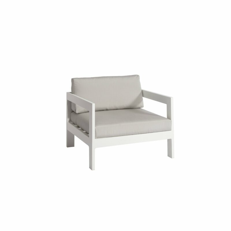 Jati&Kebon "Vigo" Loungesessel, Gestell Aluminium weiß mit Sitz- und Rückenkissen shingles