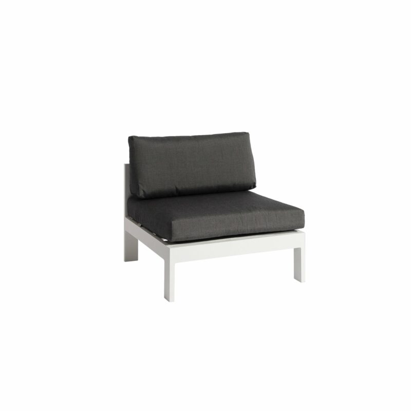 Jati&Kebon "Vigo" Lounge-Mittelteil, Gestell Aluminium weiß mit Sitz- und Rückenkissen charcoal