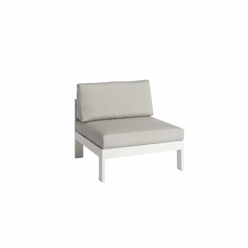 Jati&Kebon "Vigo" Lounge-Mittelteil, Gestell Aluminium weiß mit Sitz- und Rückenkissen shingles