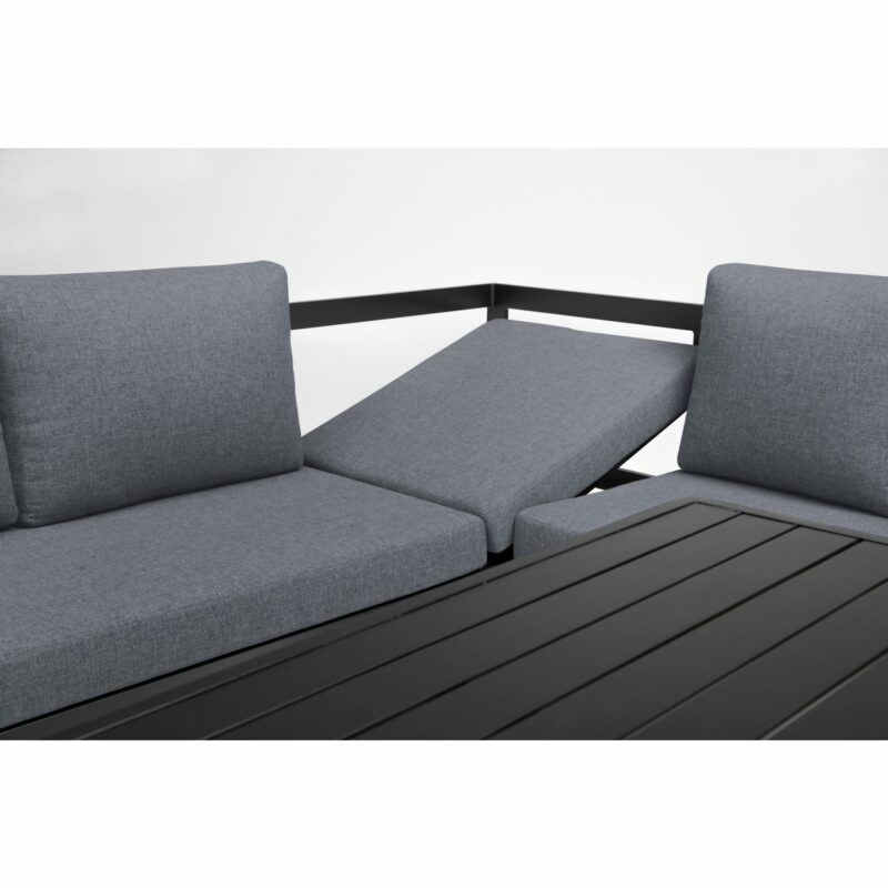 Kettler "Ocean" Casual Diningset, Gestelle Aluminium anthrazit, Polster grau, verstellbar