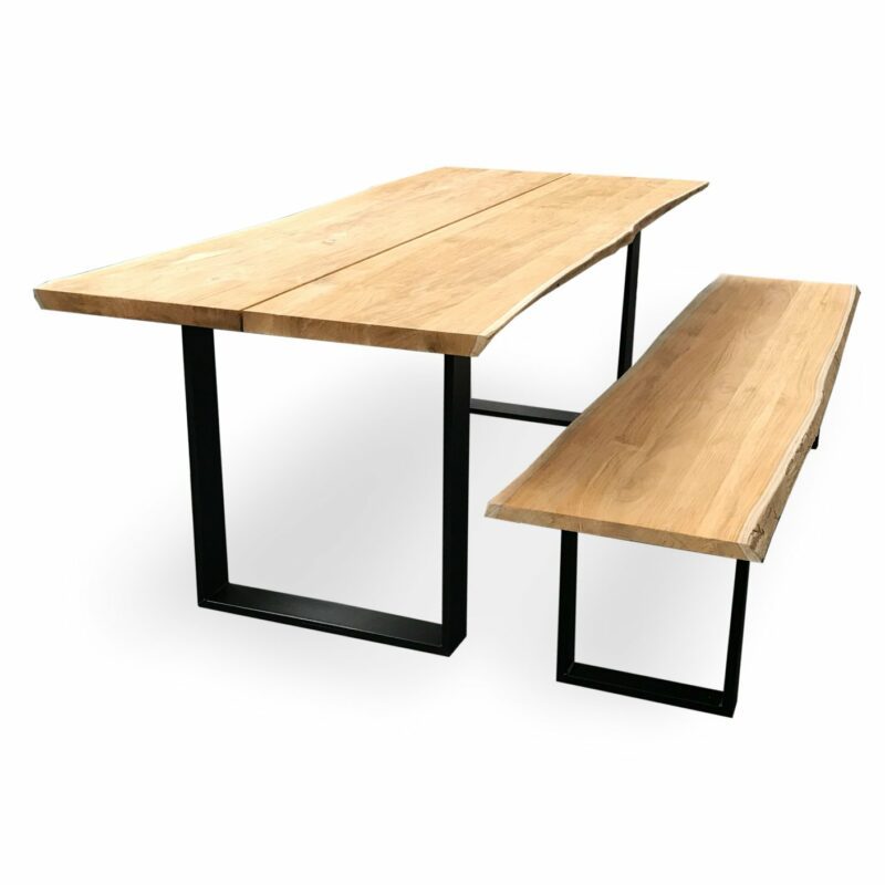 Niehoff Gartentisch & Gartenbank "Solid", Gestell Aluminium anthrazit, Tischplatte & Sitzfläche Teakholz