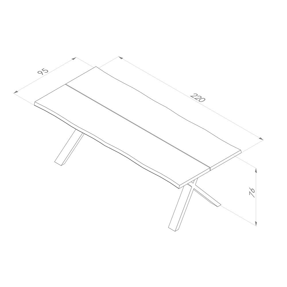 Niehoff Gartentisch "Xenio", X-Fuß Gestell Aluminium anthrazit, Tischplatte Teakholz gebürstet, Größe: 220x95 cm