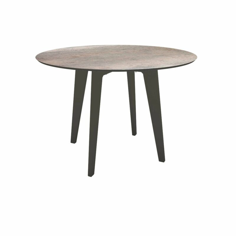 Stern Gartentisch rund 110cm oder 134cm, Aluminium anthrazit, Tischplatte HPL smoky