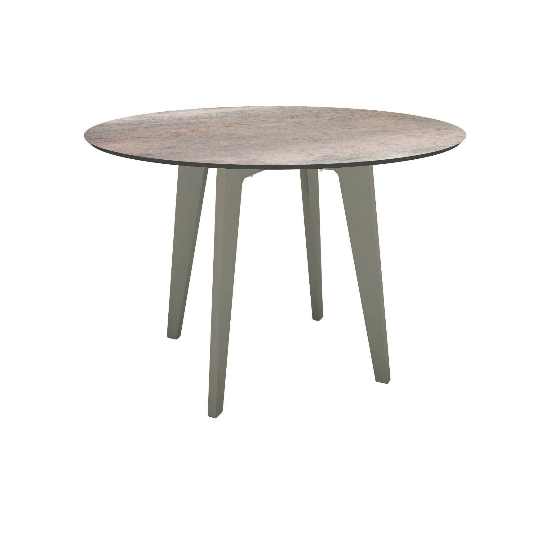 Stern Gartentisch rund 110cm oder 134cm, Aluminium graphit, Tischplatte HPL smoky