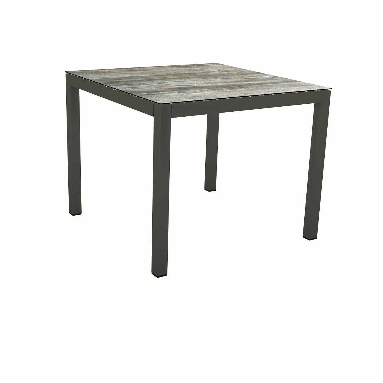 Stern Tischsystem Gartentisch, Gestell Aluminium anthrazit, Tischplatte HPL Tundra grau, Maße: 90x90 cm