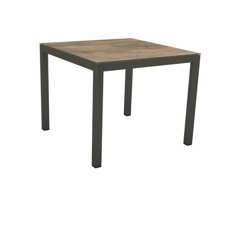 Stern Tischsystem Gartentisch, Gestell Aluminium anthrazit, Tischplatte HPL Ferro, Maße: 80x80 cm